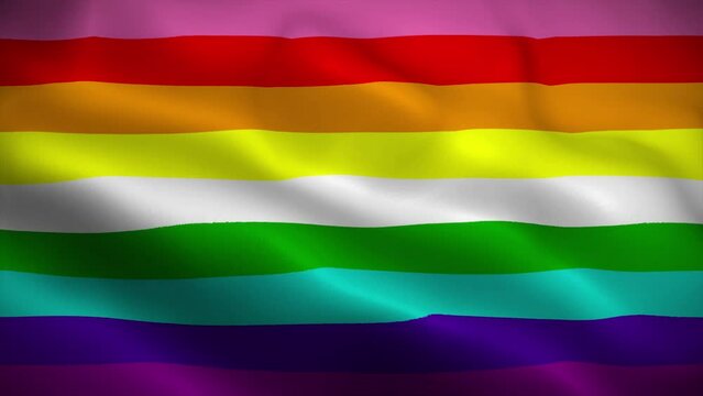 LGBT pride flag waving animation, nine-stripe flag, perfect looping, 4K video background, official colors