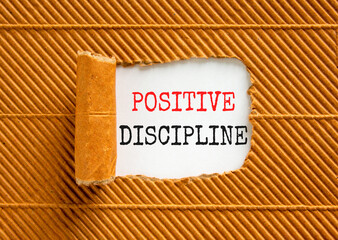 Positive discipline symbol. Concept words Positive discipline on beautiful white paper. Beautiful brown paper background. Business psychology positive discipline concept. Copy space.