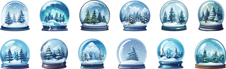 Set of Merry christmas glass ball collection. Vector illustration