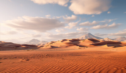 Fototapeta na wymiar Desert landscape with sand dunes. AI generated