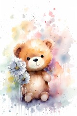 Illustration of a happy teddy bear