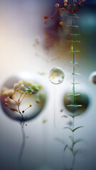 Abstract Minimal Sustainability Nature Background · Plant Life Ecospheres Suspended in Space · Clean & Minimal Background