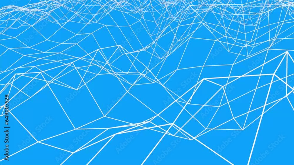 Poster floating white grid of lines on a blue background. abstract screensaver for intro. rendering animati