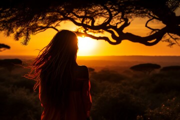 silhouette of a person in the sunset