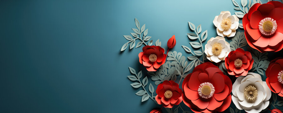 Commemorative wreaths and poppies for Veterans Day isolated on a soft blue gradient background 