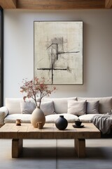 Minimalistic interior with delicate lines and subtle textures that evoke a sense of serenity and contemplation. Generative AI