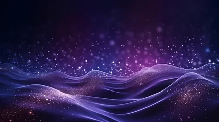 Foto op Plexiglas Purple abstract background with glowing particles wave and lines. © mandu77