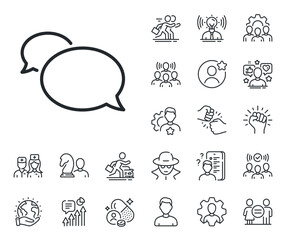 Speech bubble sign. Specialist, doctor and job competition outline icons. Messenger line icon. Chat message symbol. Messenger line sign. Avatar placeholder, spy headshot icon. Strike leader. Vector