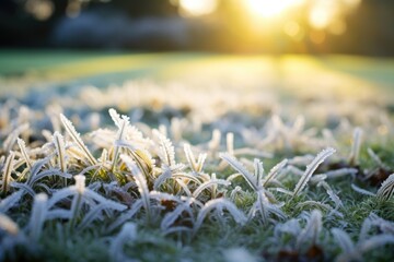 Frost covered lawn in a garden.
