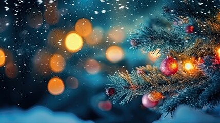 Fototapeta na wymiar Winter snowy forest with Christmas tree