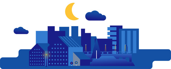 Obraz premium Night cityscape in flat style. Vector illustration minimalist