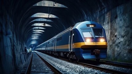 Naklejka premium Passenger train crossing tunnel