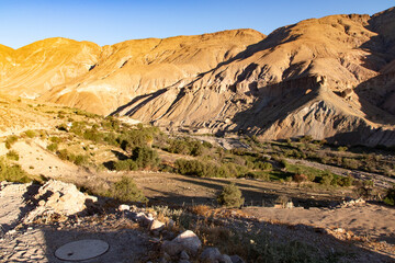 rocky and arid formation in the Camarones valley, town of Illapata