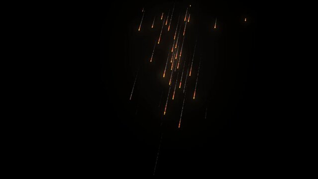 Falling glow meteor shower, transparent background
4K video with alpha channel (the black background is transparent)
