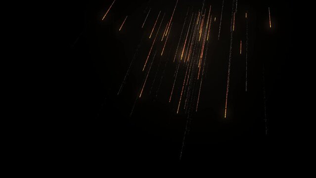 Falling glowing meteor shower, transparent background
4K video with alpha channel (the black background is transparent)
