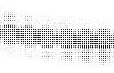 Abstract halfton background. A wave of black dots on a white background. The pattern is chaotic