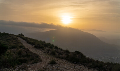 Beautiful sunset in the mountains.