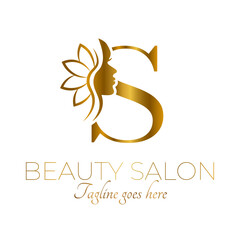 Gold S Letter Initial Beauty Brand Logo Design