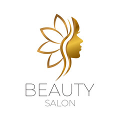 Premium Beauty Salon Logo Design Gold on  White Background
