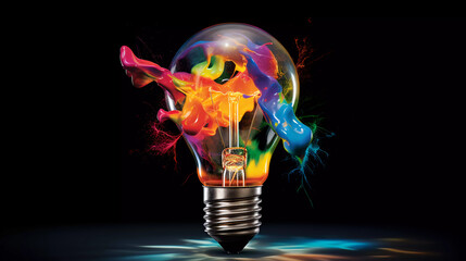 light bulb color explosion - obrazy, fototapety, plakaty