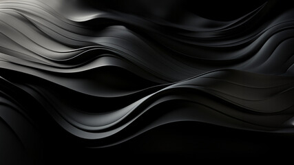 Obraz premium Schöner abstrakter futuristischer Hintergrund in welligen schwarz Farben für Webdesign und Drucksachen als Vorlage Querformat, ai generativ