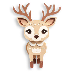 Fototapeta premium Cute reindeer christmas, paper cut style