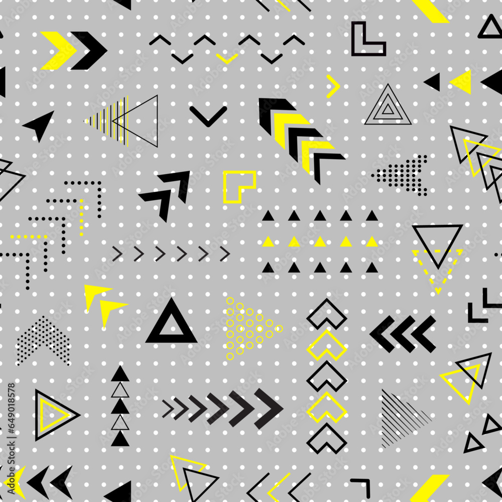 Wall mural geometric seamless pattern. repeating abstract geometry background. memphis shape. repeated cool sch