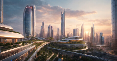 Fototapeta na wymiar futuristic city