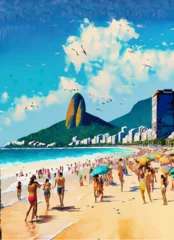 Foto op Plexiglas Copacabana, Rio de Janeiro, Brazilië Tropical Rio: AI-Generated Landscapes Inspired by Brazilian Vibes