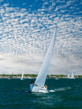 Sailboats under sail off Cape Cod