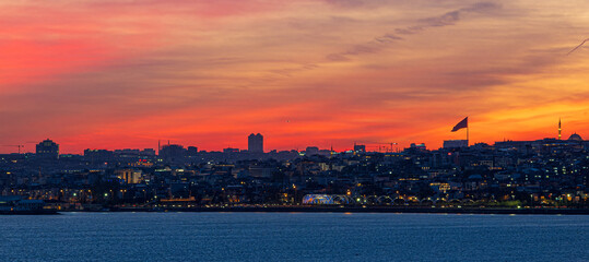 Skyline of Istanbul at sunset