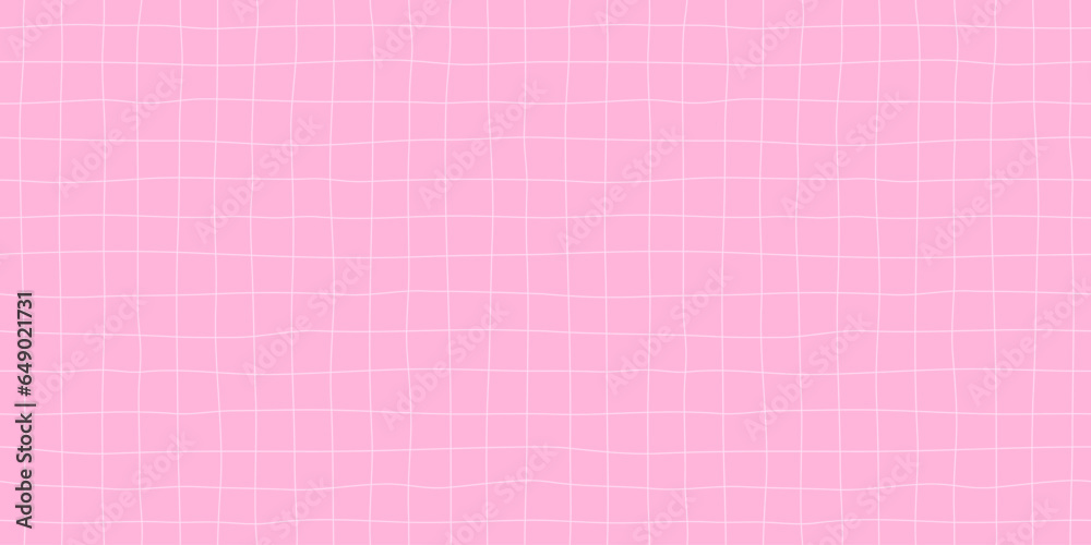 Fototapete Hand Drawn Checkered Pattern. Vector Notebook Texture. Abstract Psychedelic Pattern with Wavy Doodle Stripes.