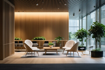 Harmonious Fusion of Tranquil Japanese Style and Modern Elegance: Immersive Office Interior Photography Showcasing Zen, Minimalism, and Cultural Craftsmanship