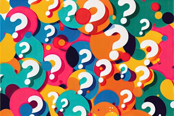 Question marks on colorful background. Wallpaper illustration.