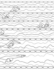 Women swimming in the pool. Sports near the water. Swimming pool. Swimming.