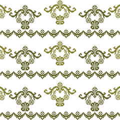 A green seamless border pattern on a white background