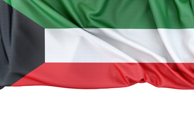 Obraz premium Flag of Kuwait isolated on white background with copy space below. 3D rendering