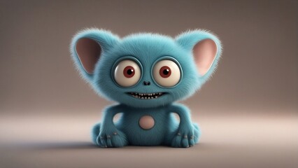 Naklejka premium cute baby smiling alien monster with big ears and eyes