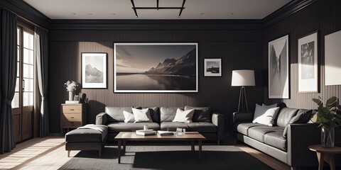 Fototapeta premium living room with fireplace