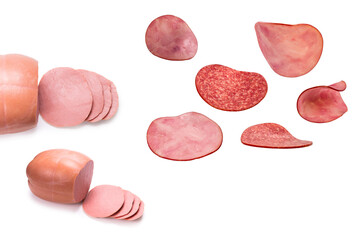 Sliced tasty ham background.