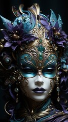 Carnival Venetian Mardi Gras mask. Luxurious masquerade accessory