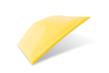 Square yellow cheese on a white isolated background