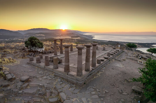 Assos Ancient City Drone shooting, Assos Behramkale, Canakkale Turkey