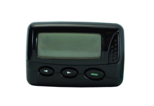 Black pager isolated on transparent. 