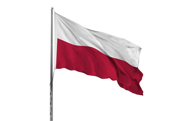 Waving Poland flag ensign white background