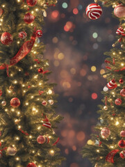 christmas tree decoration View of beautifully decorated Christmas tree. Generative AI. free Stock Photo