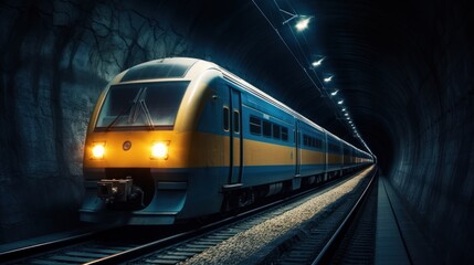 Fototapeta premium Passenger train crossing tunnel