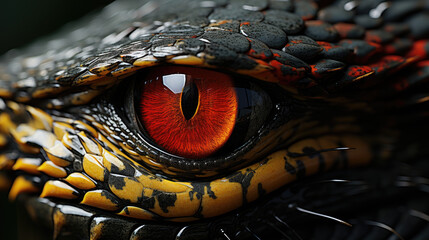 Snake eye close-up with macro detail - obrazy, fototapety, plakaty
