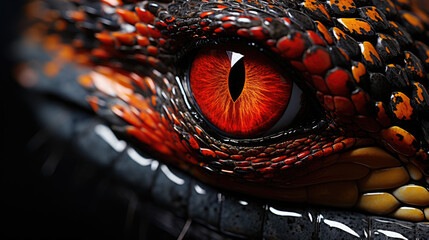 Snake eye close-up with macro detail - obrazy, fototapety, plakaty