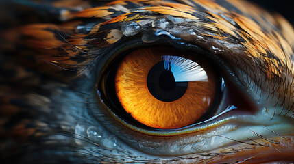 Parrot eye close-up with macro detail